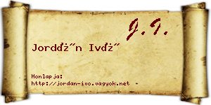 Jordán Ivó névjegykártya
